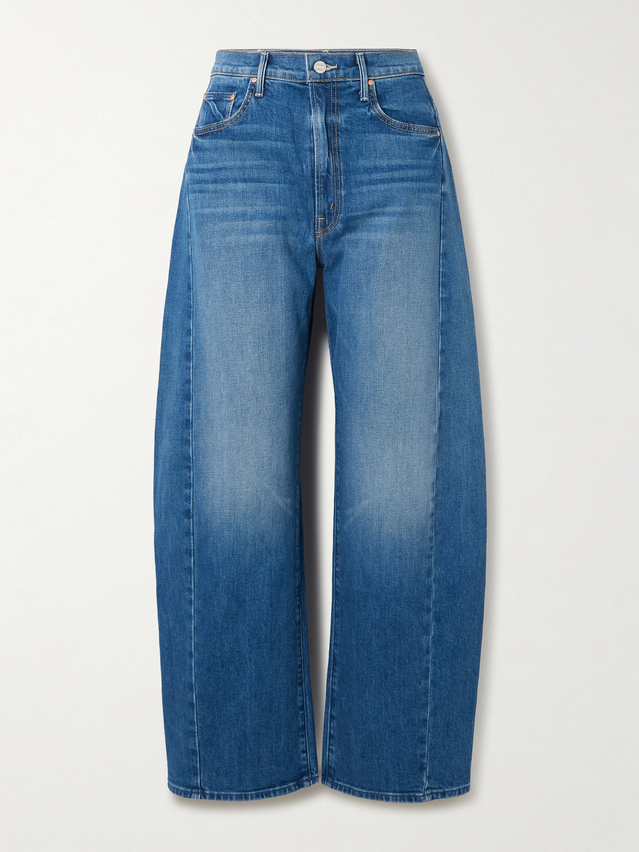Mother The Full-pipe Flood High-rise Barrel-leg Jeans In Blue