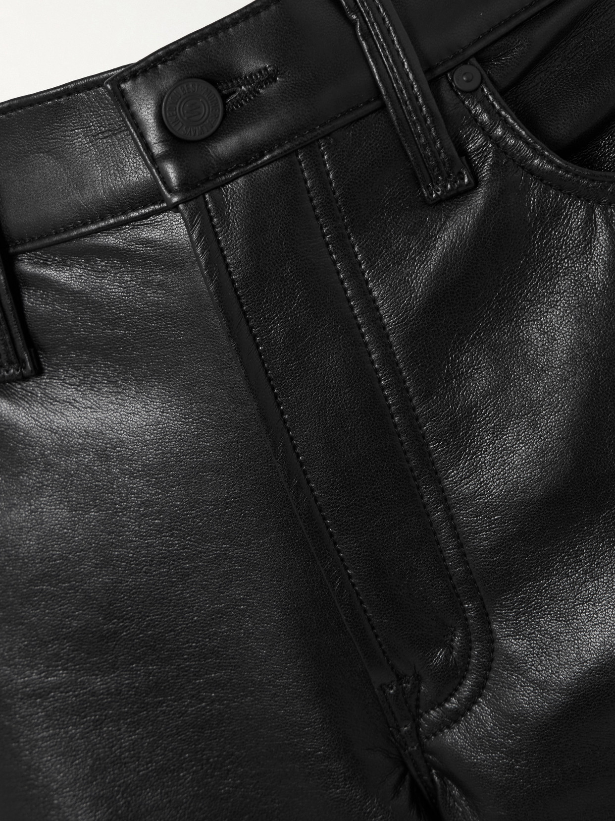 Mother The Smarty Recycled Patent-leather Straight-leg Pants In Black