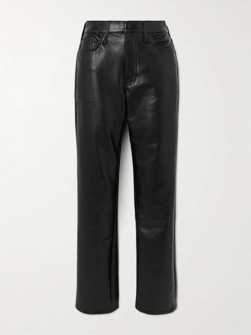 Mother The Smarty Recycled Patent-leather Straight-leg Pants
