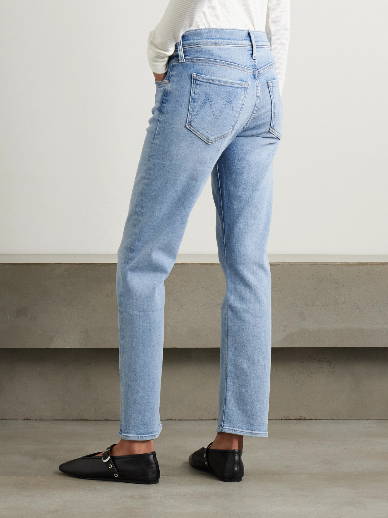 Mother Petites The Lil Mid Rise Hiker Hover Fight For Your Right Jeans In Blue - Size 23