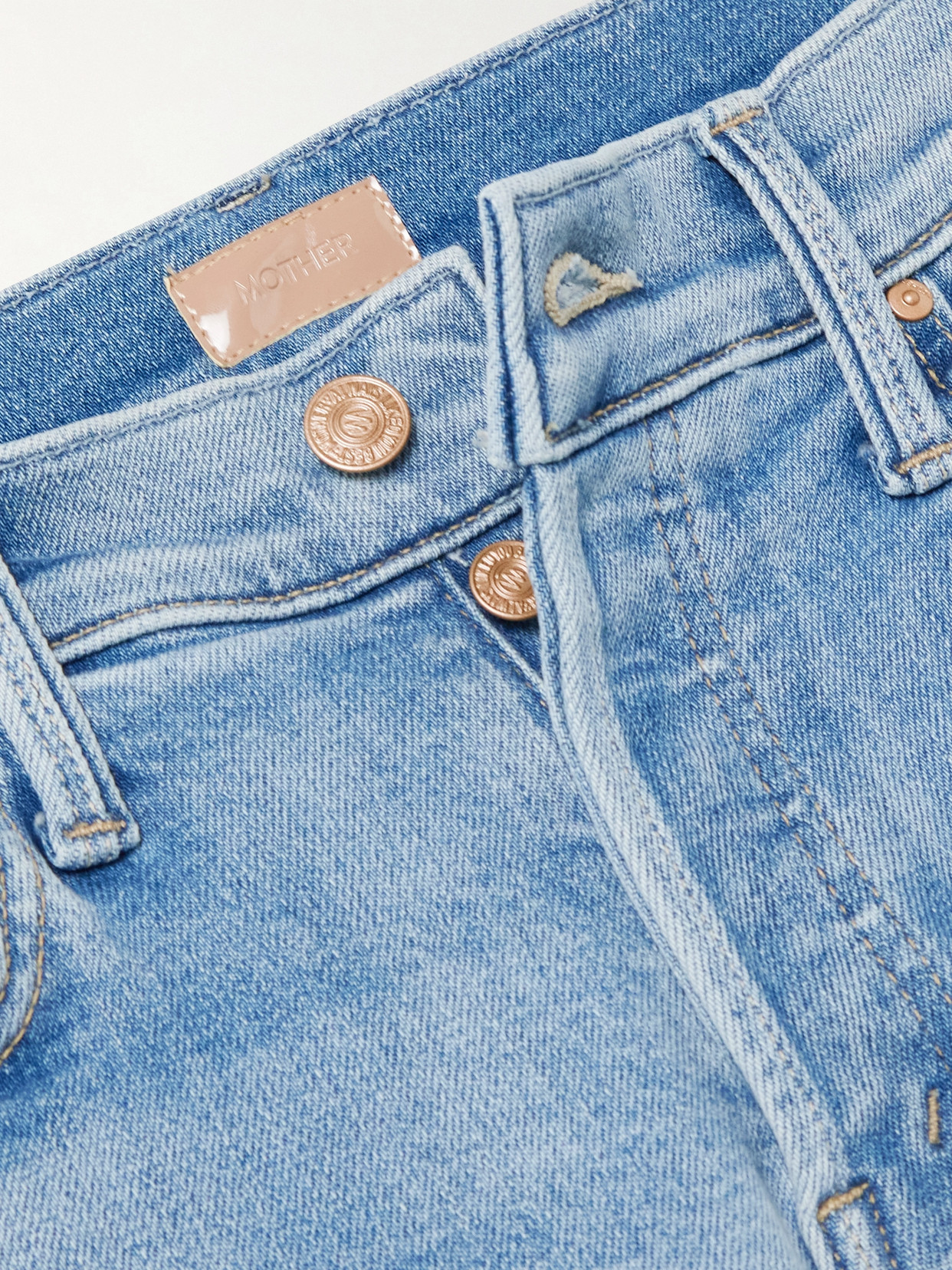 Mother Petites The Lil Mid Rise Hiker Hover Fight For Your Right Jeans In Blue - Size 23