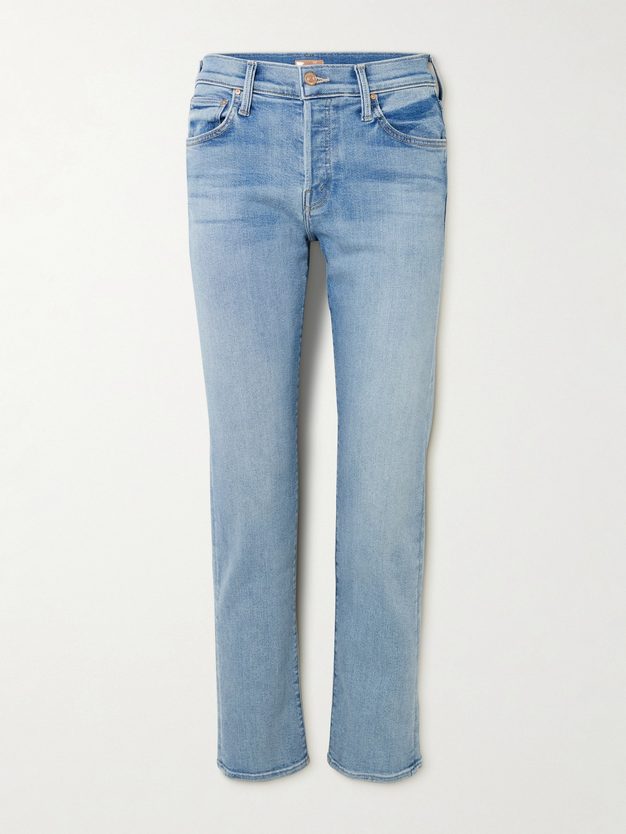 Mother Hiker Hover Mid-rise Straight-leg Jeans In Blue