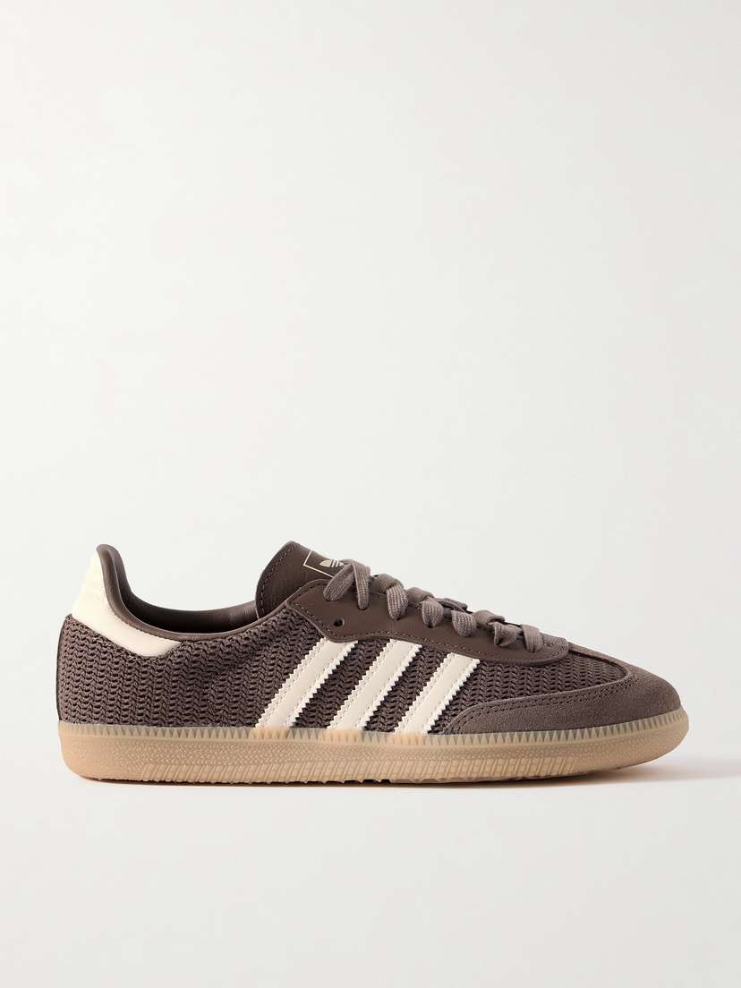 adidas Originals Samba Og Leather And Suede-trimmed Crochet Sneakers