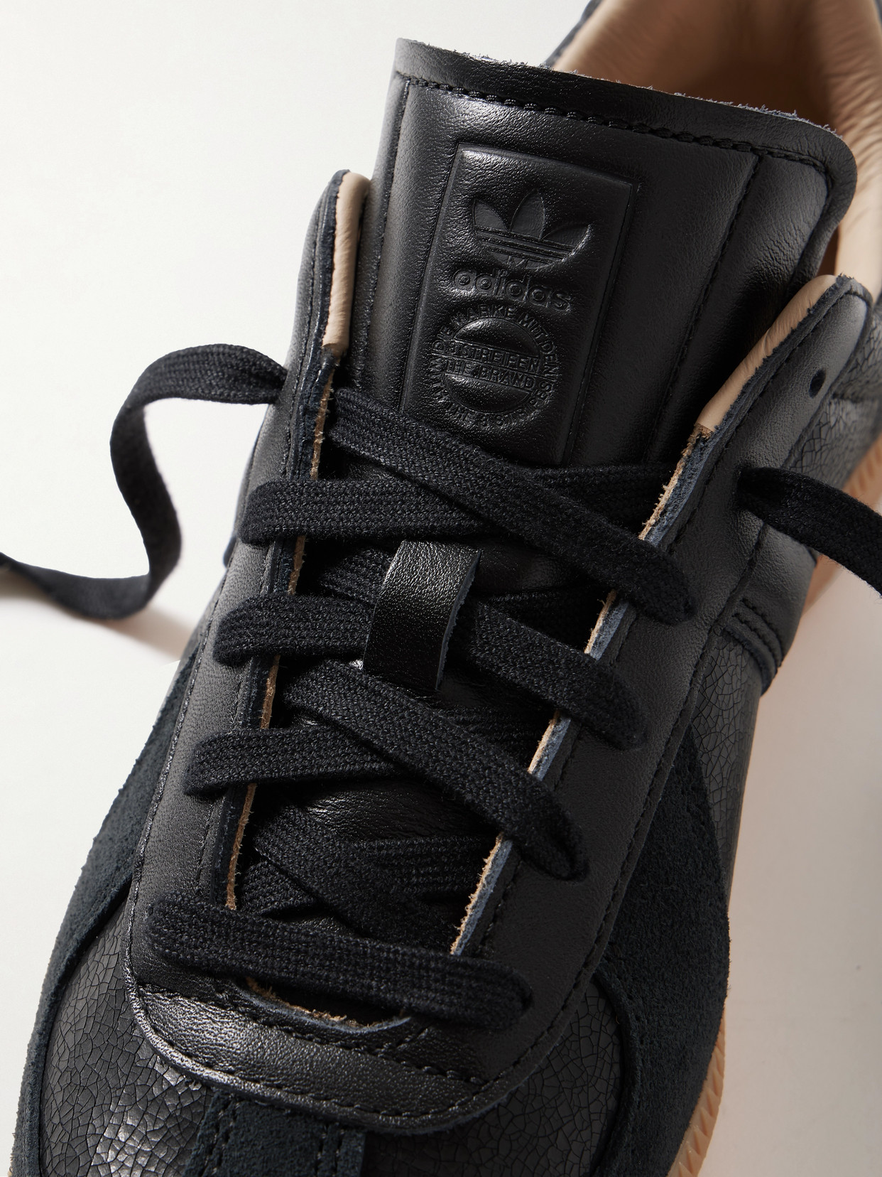ADIDAS ORIGINALS BW ARMY LUX SUEDE-TRIMMED CRACKED-LEATHER SNEAKERS