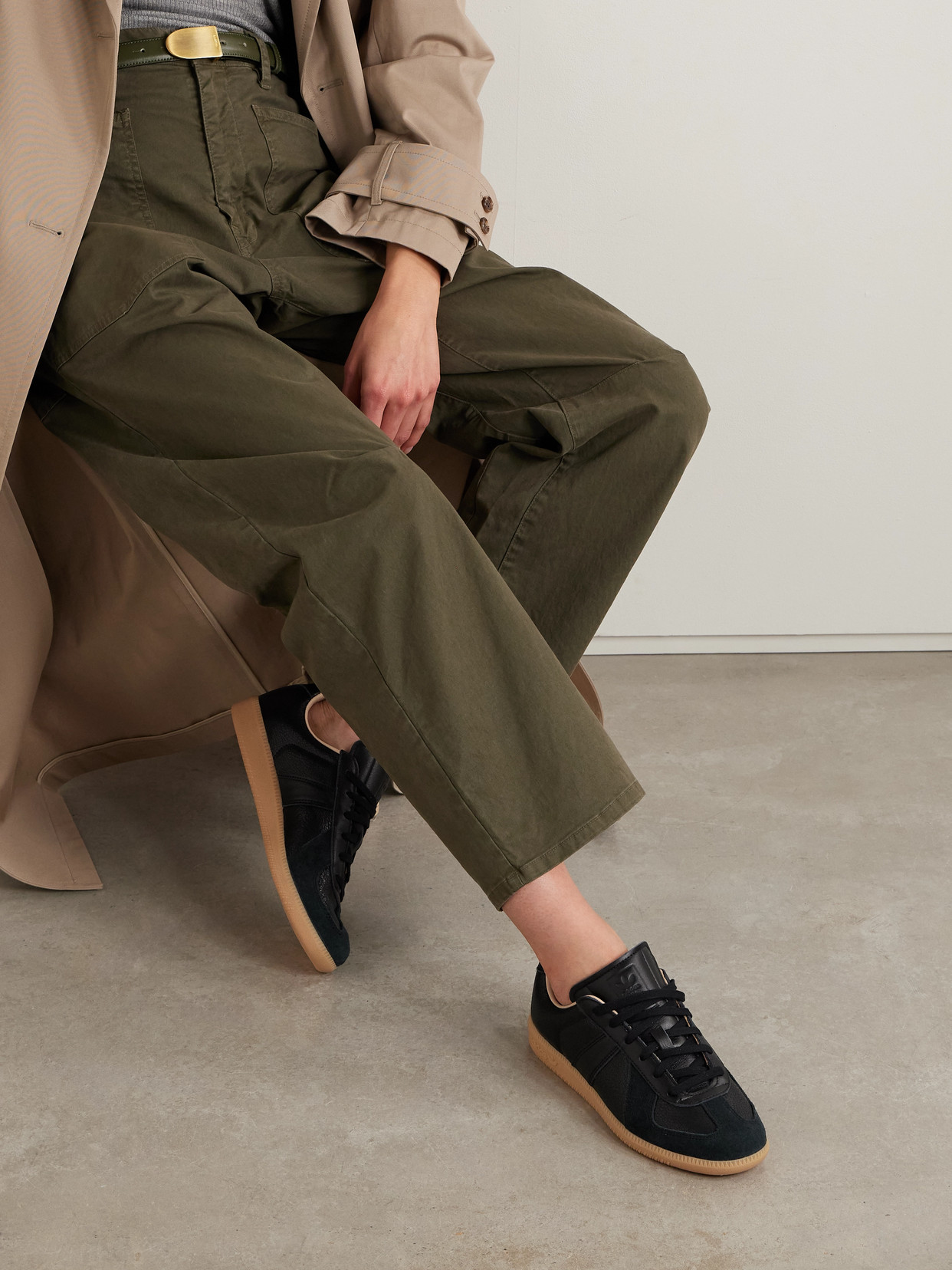 ADIDAS ORIGINALS BW ARMY LUX SUEDE-TRIMMED CRACKED-LEATHER SNEAKERS