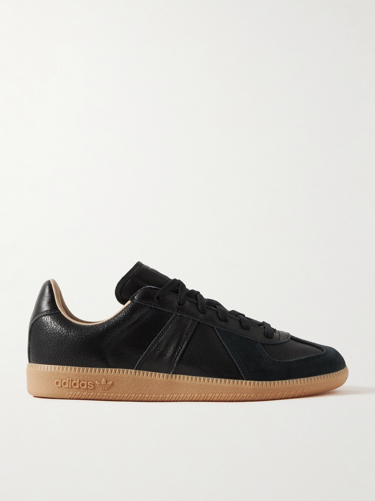 ADIDAS ORIGINALS BW ARMY LUX SUEDE-TRIMMED CRACKED-LEATHER SNEAKERS