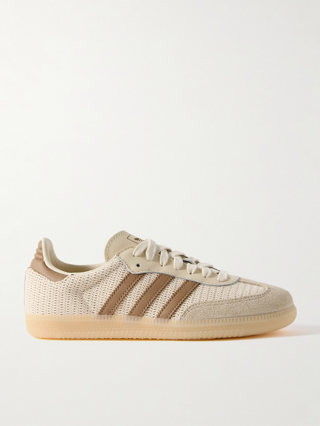 Adidas Originals Samba Og Leather And Suede-trimmed Crochet Sneakers In Off-white