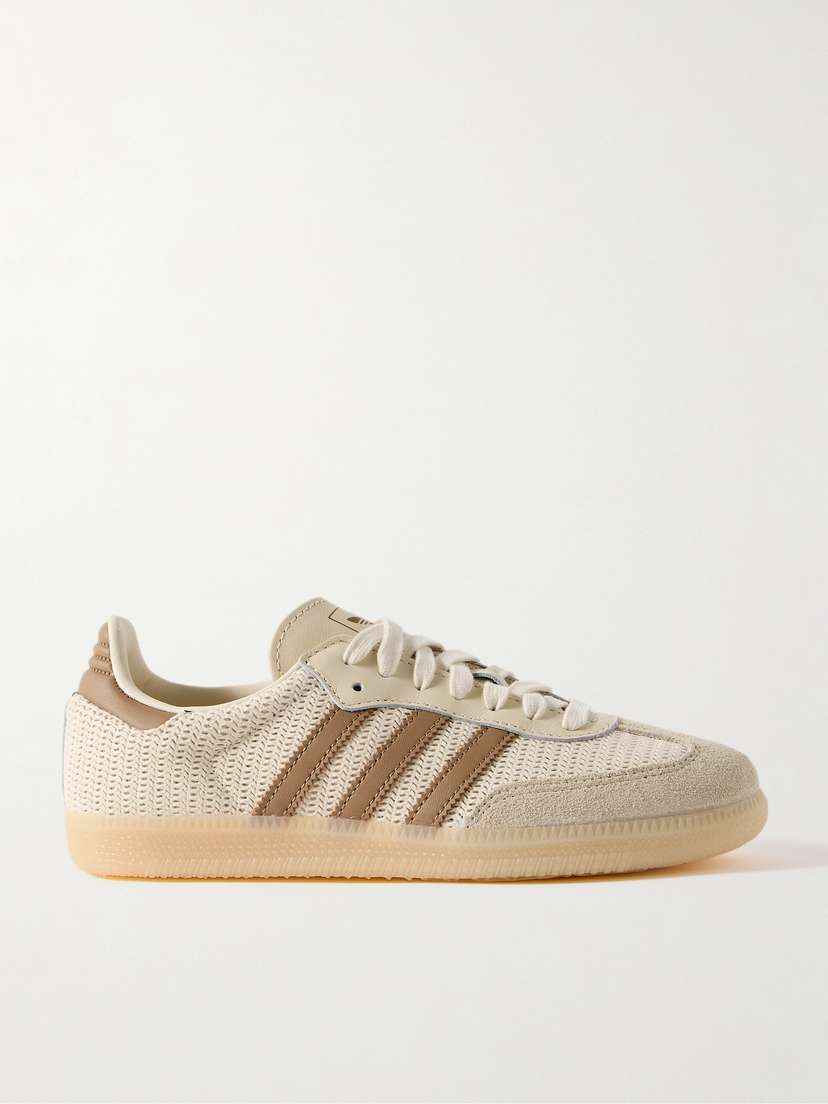adidas Originals Samba Og Leather And Suede-trimmed Crochet Sneakers