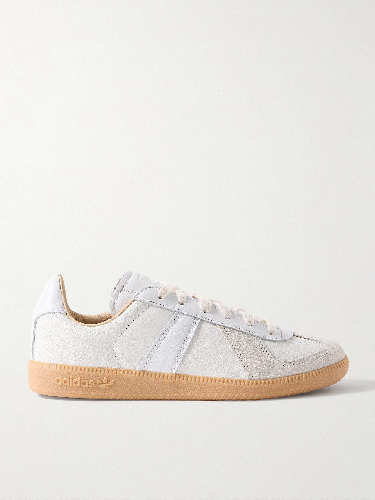 Adidas Originals Bw Army Lux Suede-trimmed Paneled Cracked-leather Sneakers In White
