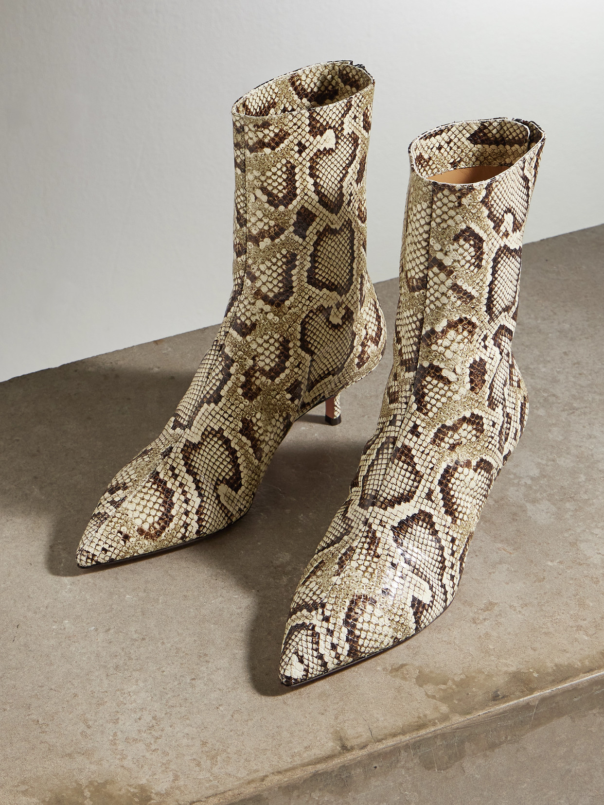 Aquazzura Montmartre 50 Snake-effect Leather Ankle Boots In Animal Print