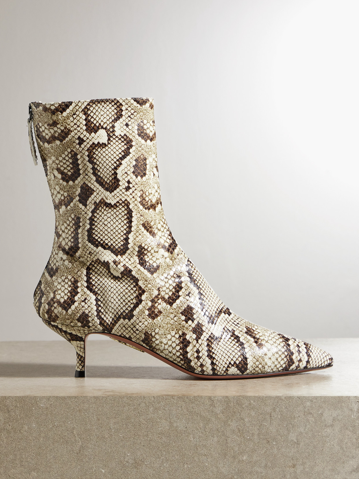 Aquazzura Montmartre 50 Snake-effect Leather Ankle Boots In Animal Print