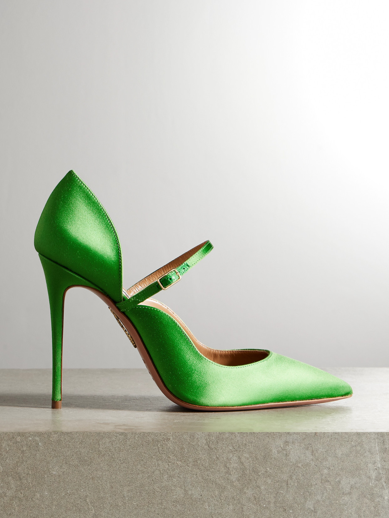 Aquazzura - Bellezza 105 Satin Mary Jane Pumps - Bright green