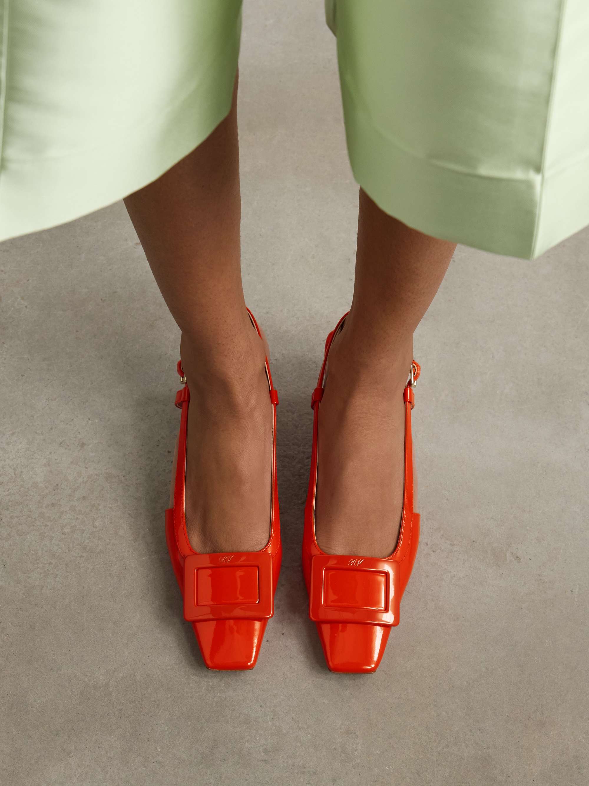 ROGER VIVIER Belle Vivier patent-leather slingback pumps | NET-A-PORTER