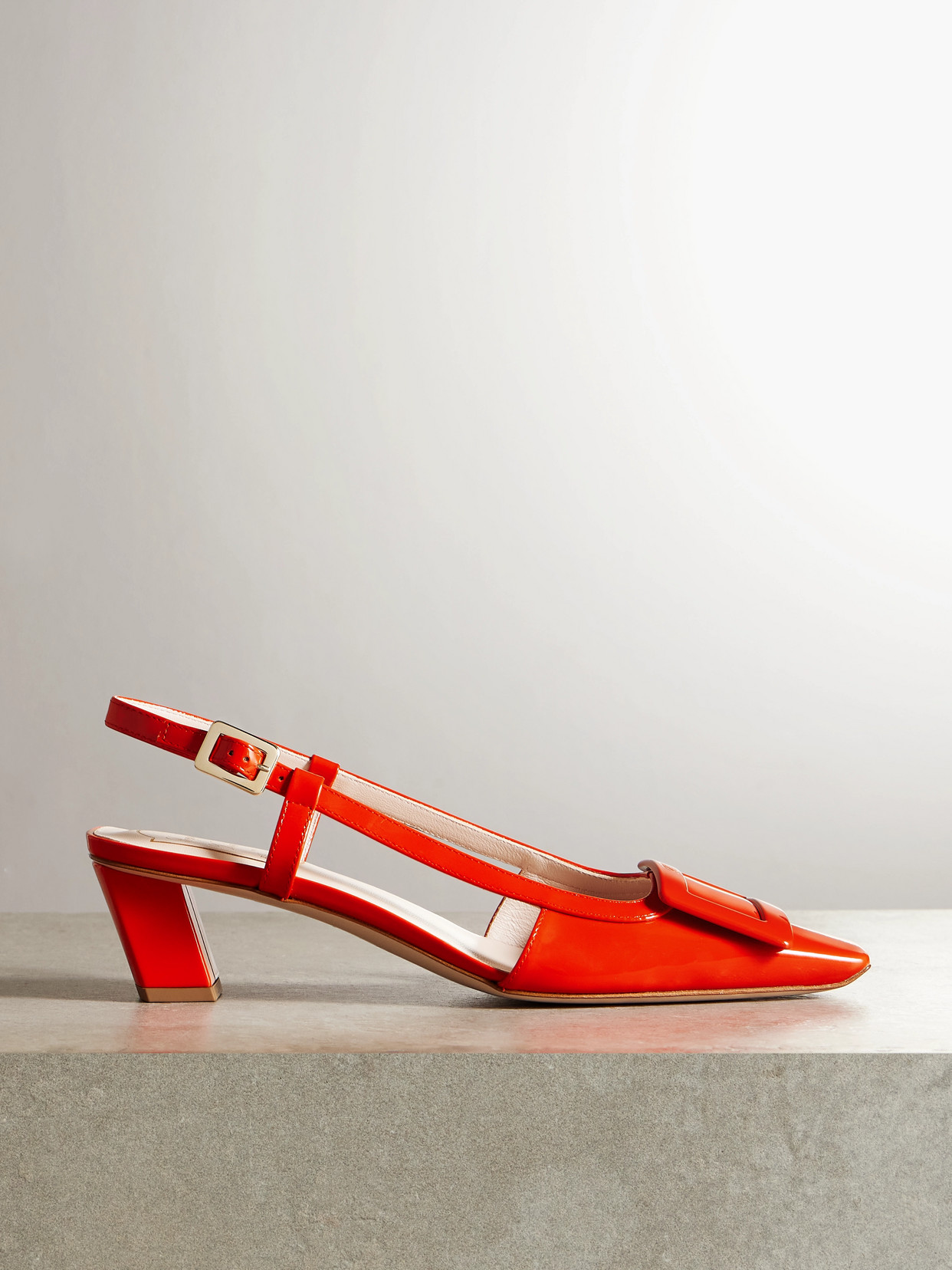Roger Vivier - Belle Vivier Patent-leather Slingback Pumps - Orange