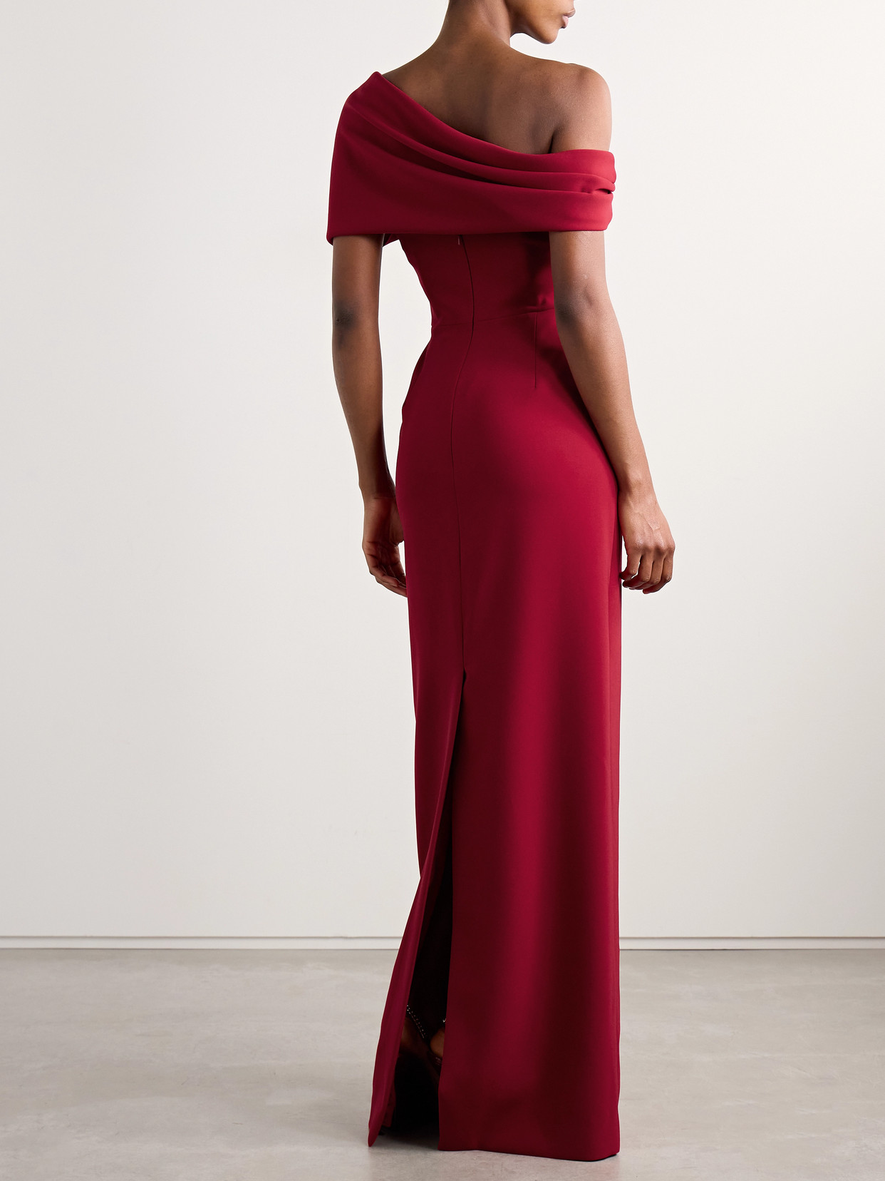 Carolina Herrera Draped Off-the-shoulder Gown In Red