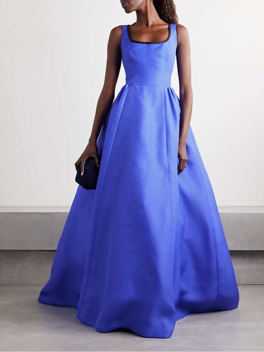 pleated silk-gazar gown