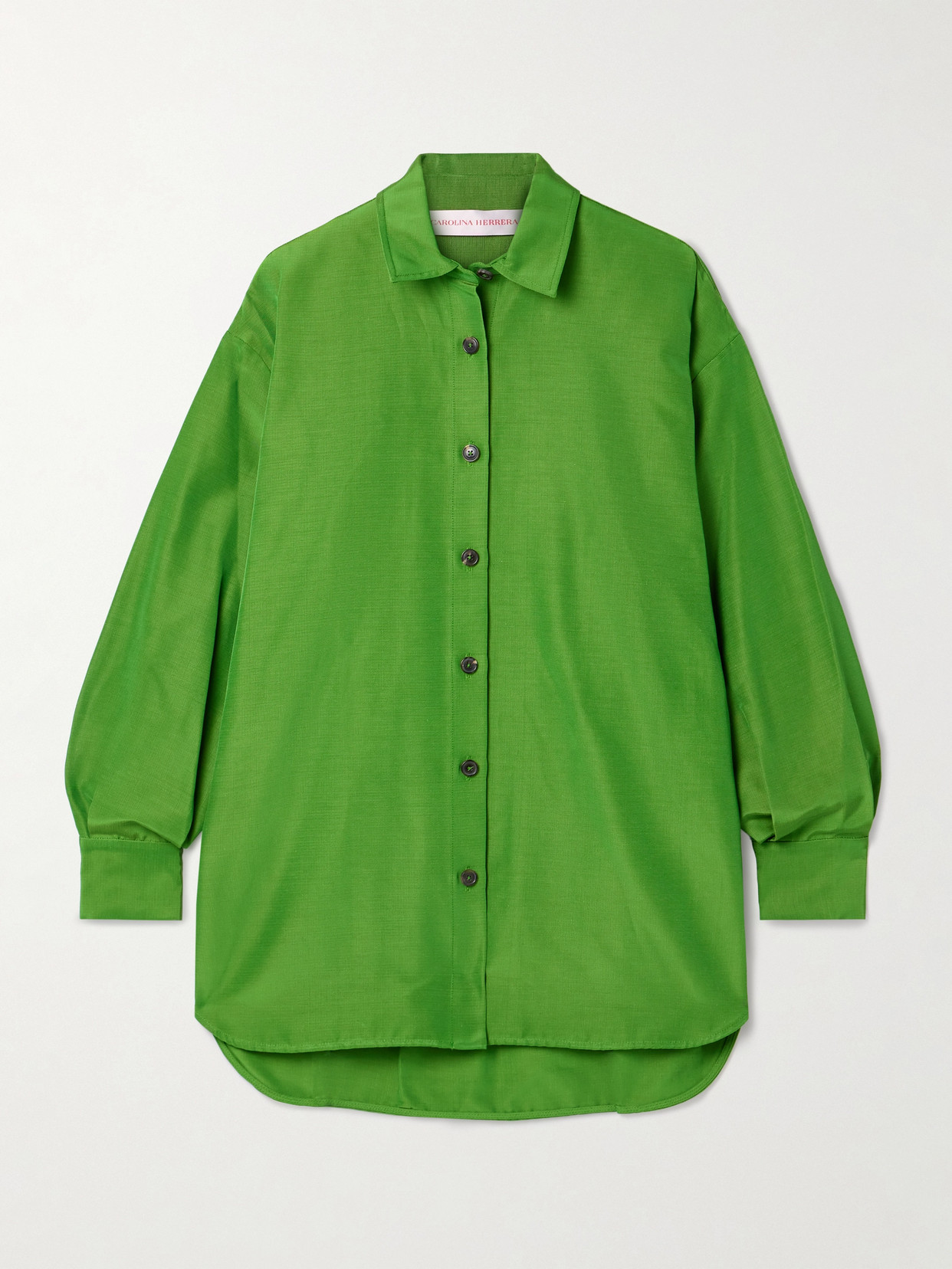 Carolina Herrera Cotton-blend Faille Shirt In Green