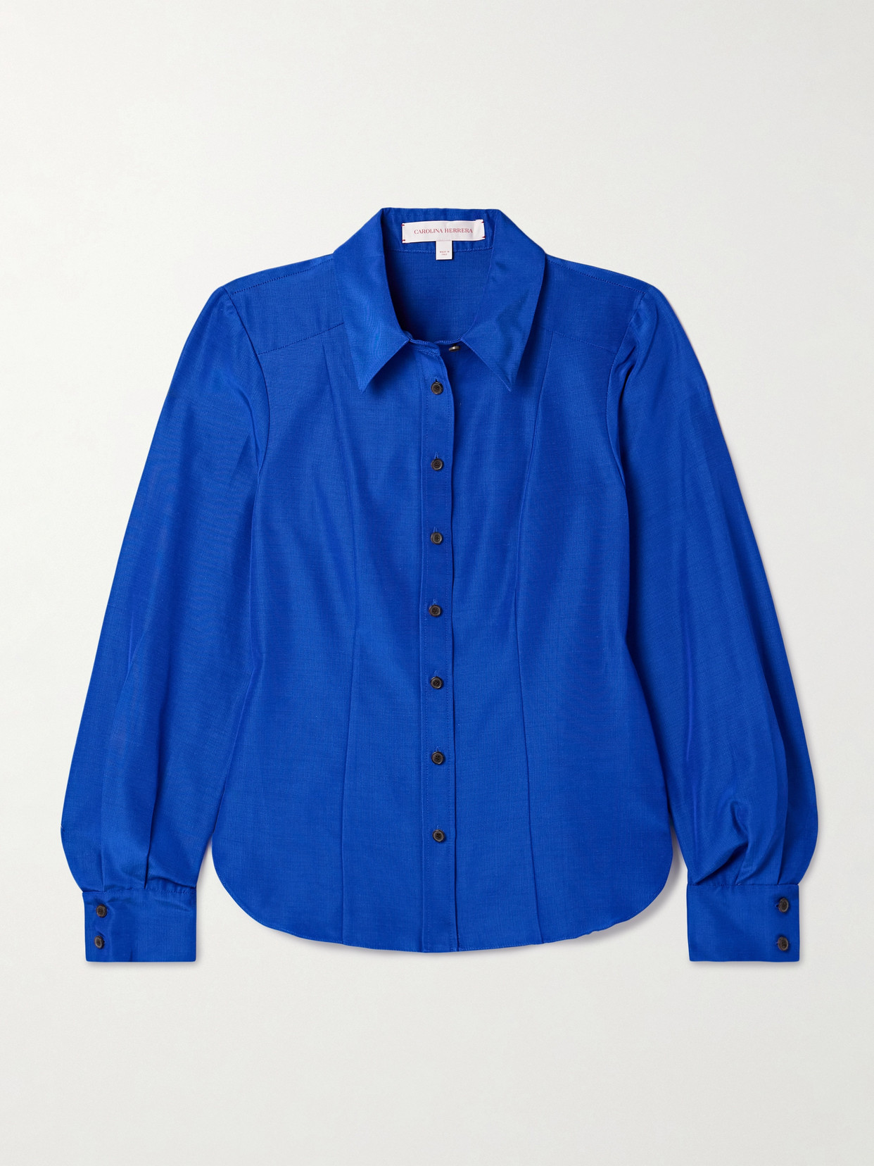 Carolina Herrera Cotton And Viscose Blend Tailored Shirt In Blue