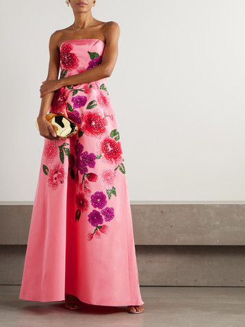 Carolina Herrera Strapless embellished silk-taffeta gown
