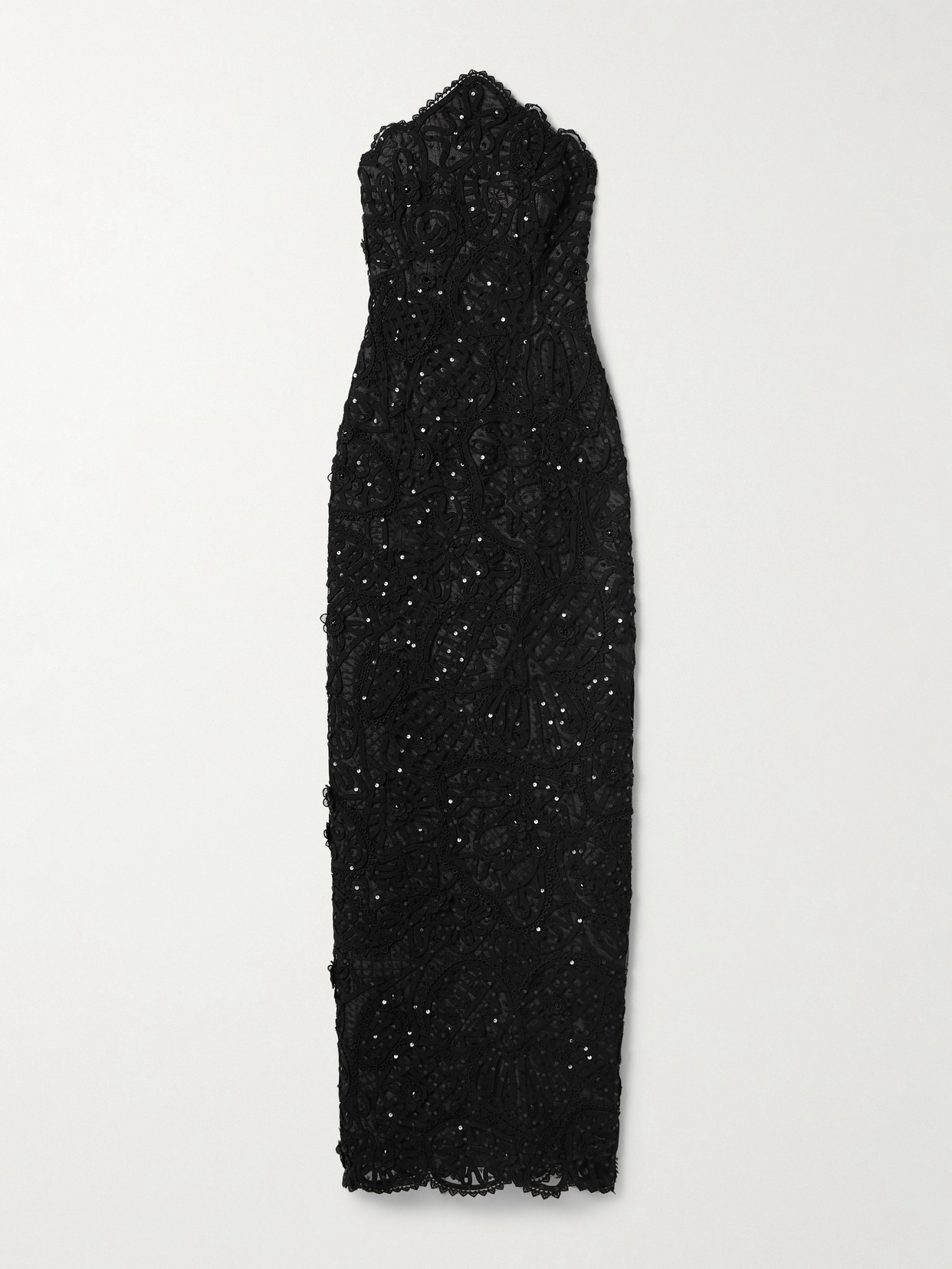 Carolina Herrera Strapless Embellished Lace-trimmed Crepe And Tulle Gown In Black