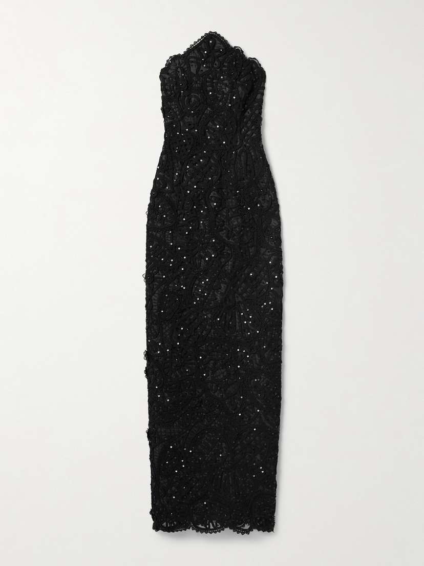 Carolina Herrera Strapless Embellished Lace-trimmed Crepe And Tulle Gown