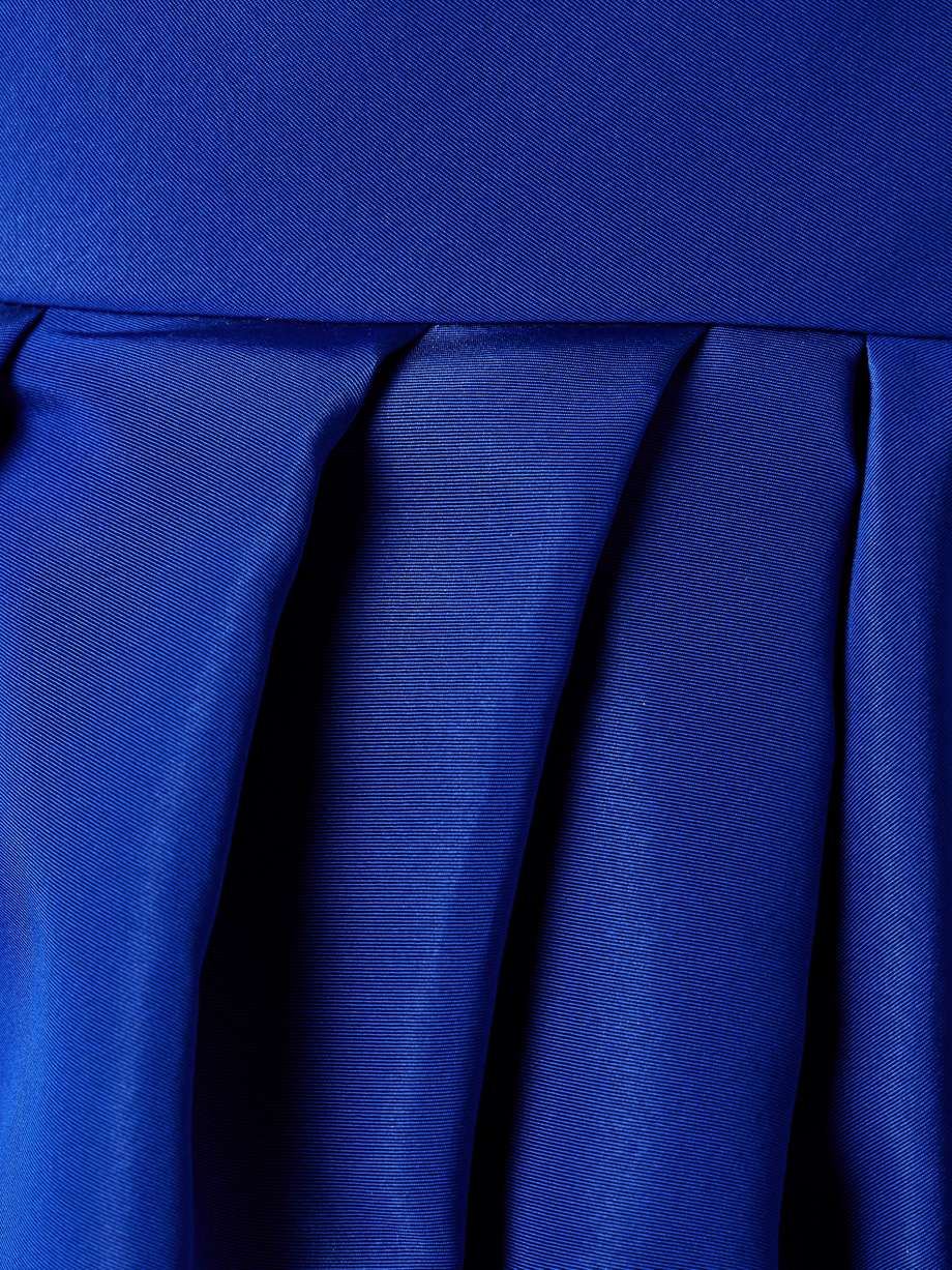strapless pleated silk-faille gown