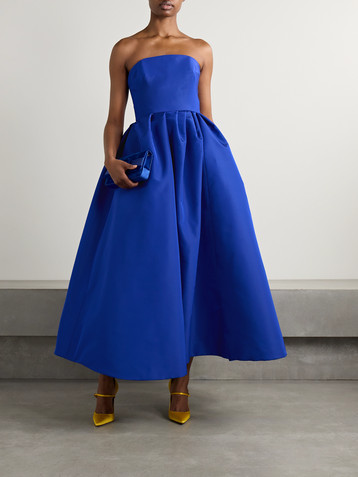 Carolina Herrera Strapless pleated silk-faille gown