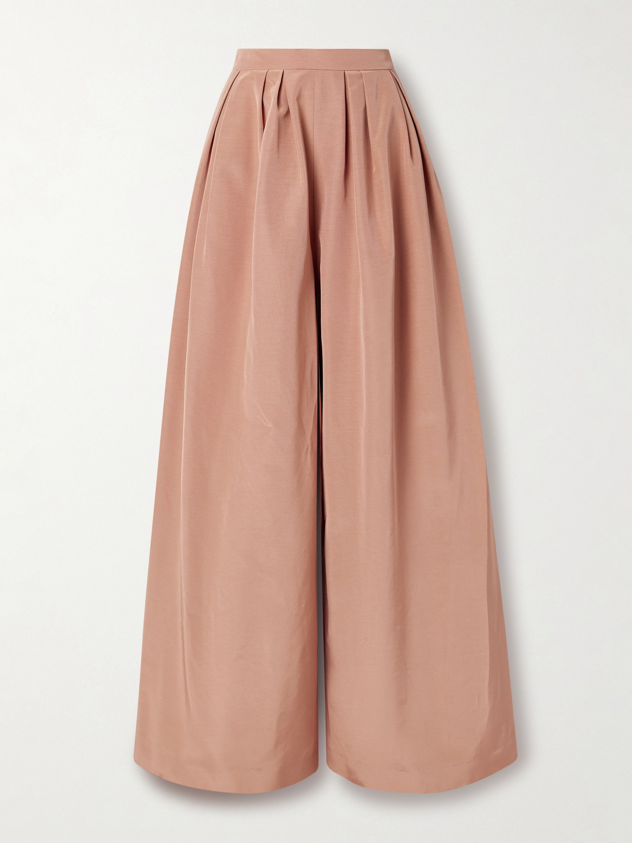 Carolina Herrera Pleated Cotton-blend Faille Wide-leg Trousers In Neutrals