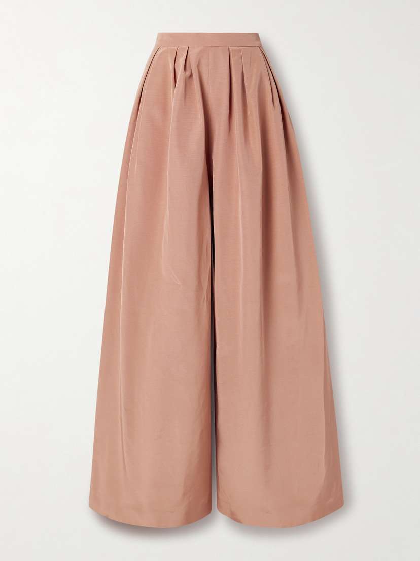 Carolina Herrera Pleated Cotton-blend Faille Wide-leg Pants