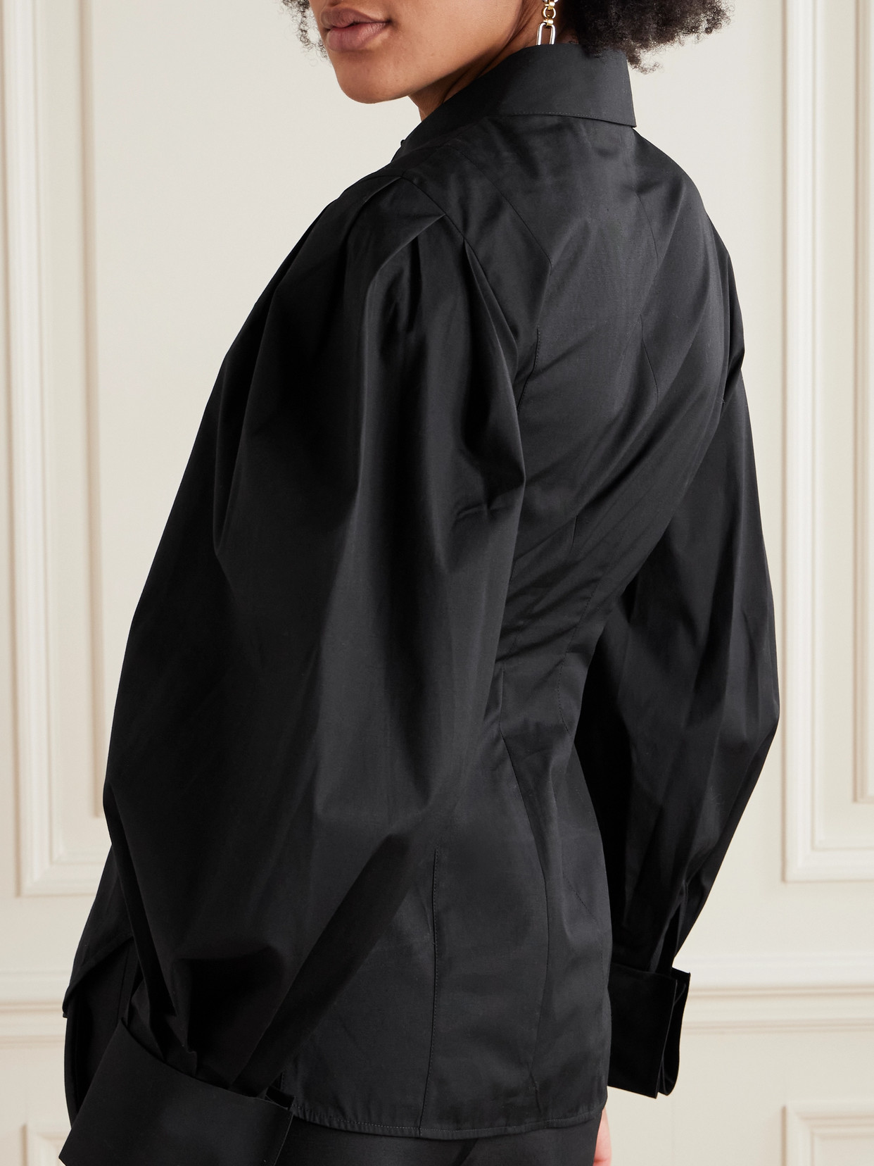 Carolina Herrera Cotton-blend Poplin Shirt In Black