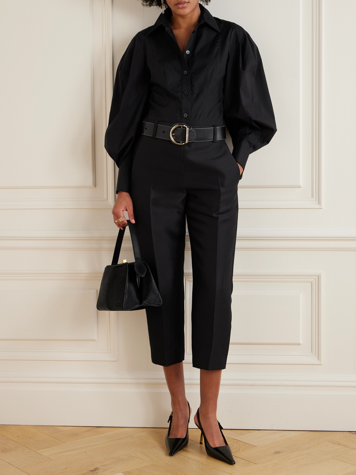 Carolina Herrera Cotton-blend Poplin Shirt In Black