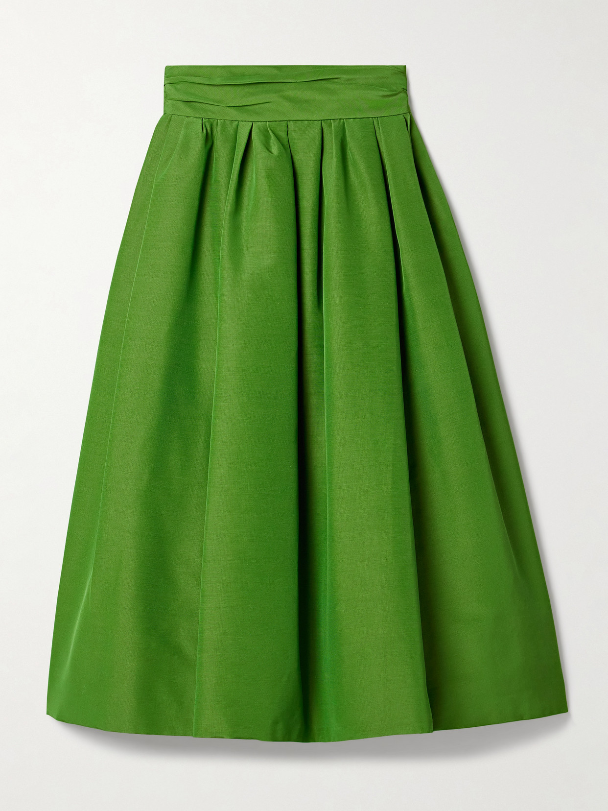 Carolina Herrera Cummerbund-waist Cotton-blend Faille Midi Skirt In Green