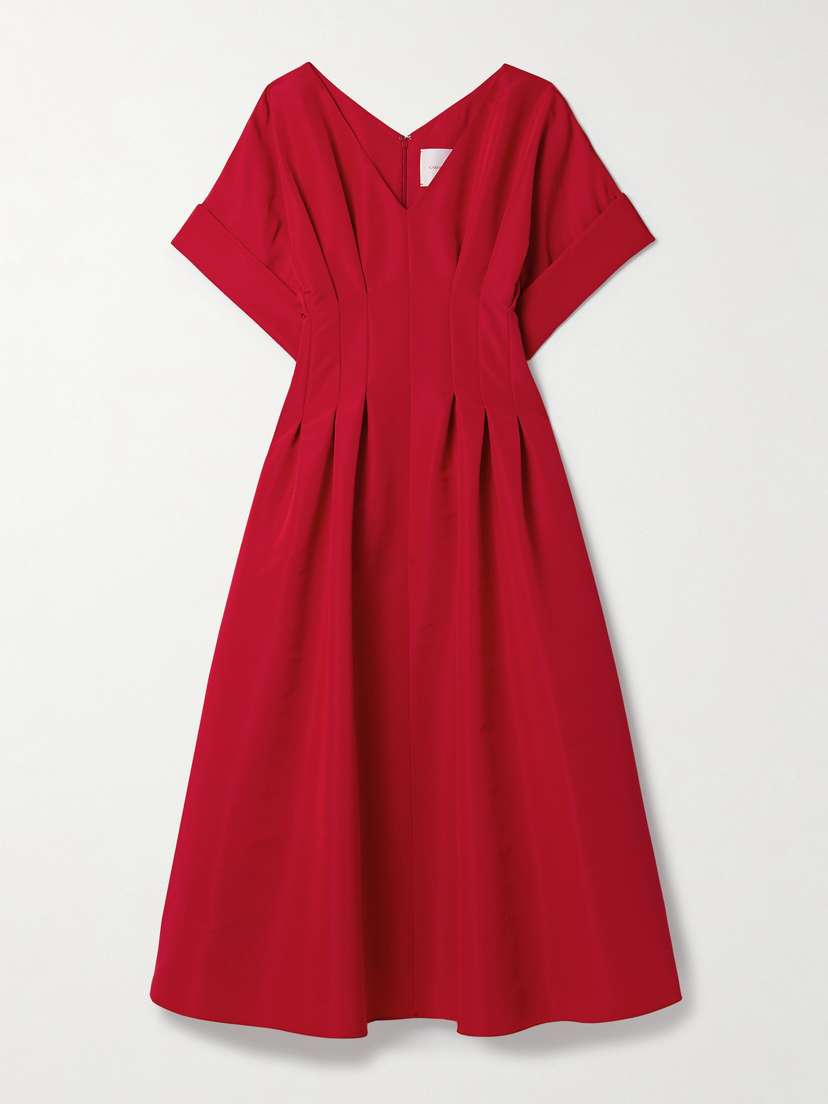 Carolina Herrera Pleated Silk-faille Midi Dress
