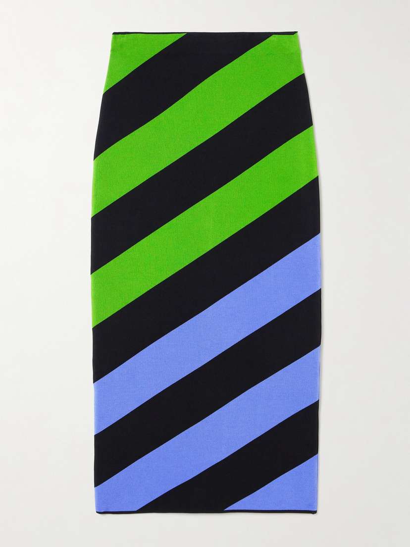 Carolina Herrera Striped Stretch-knit Midi Skirt