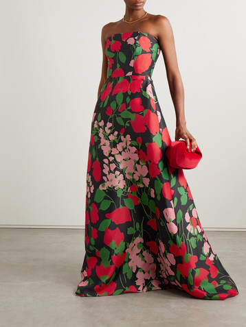 Carolina Herrera Strapless floral-print silk-gazar gown
