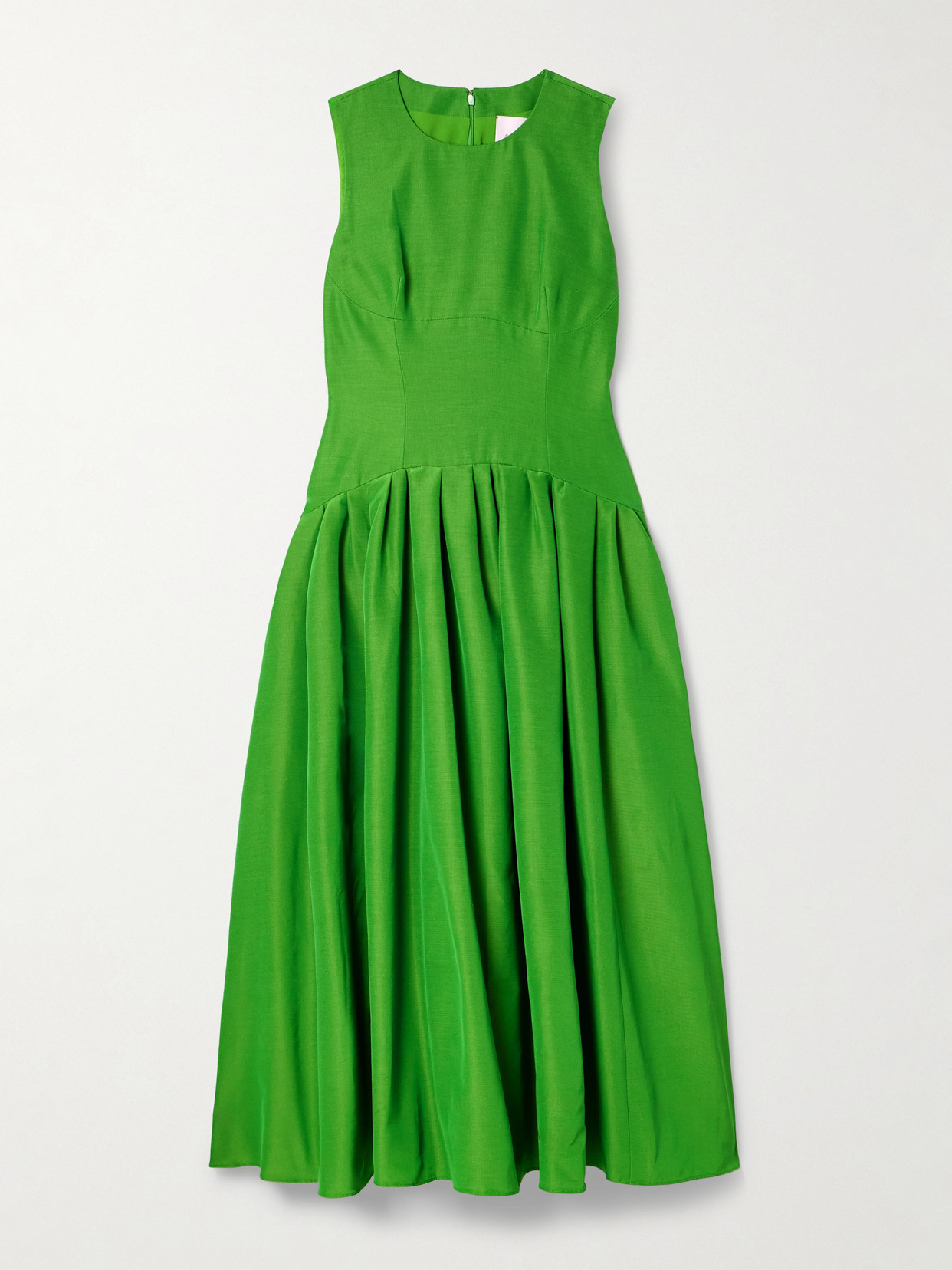 Carolina Herrera Pleated Cotton-blend Faille Gown In Green
