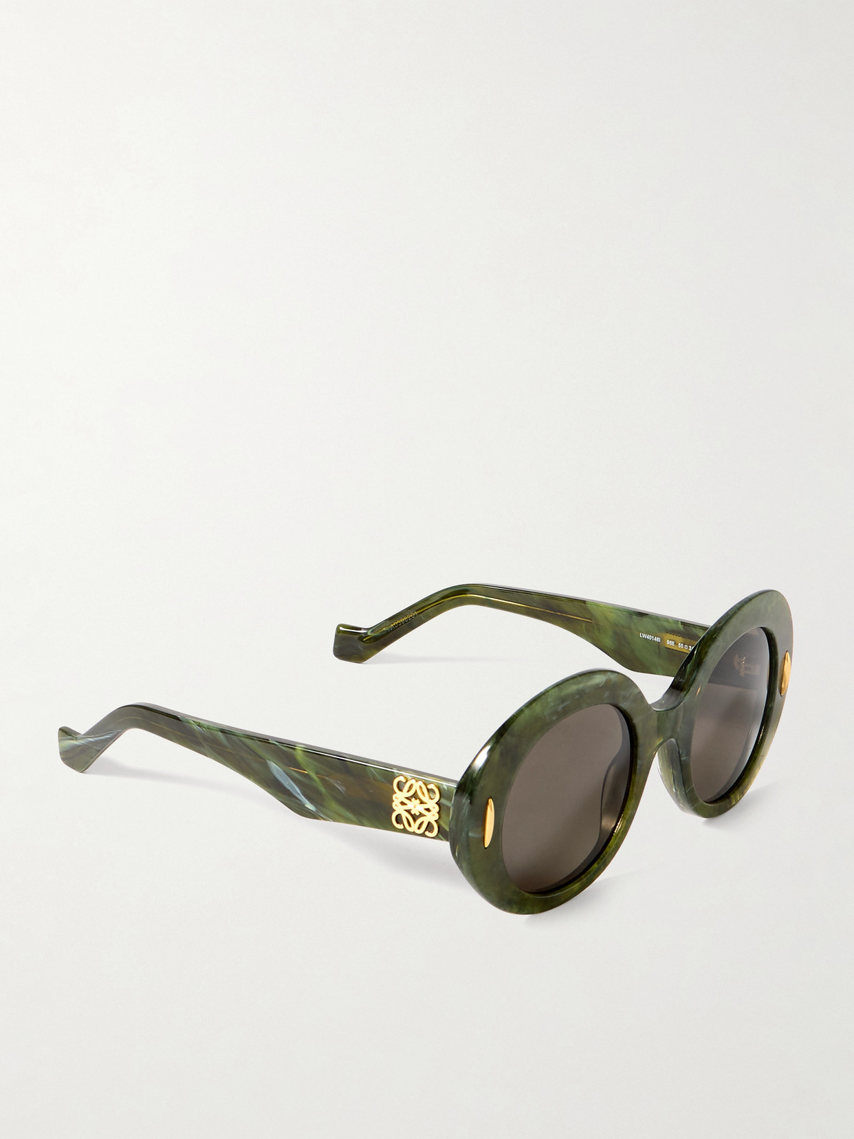 Loewe Round-frame Marbled Acetate Sunglasses In Green