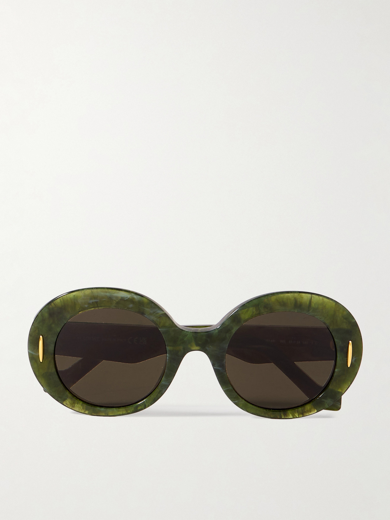 Loewe Round-frame Marbled Acetate Sunglasses In Green