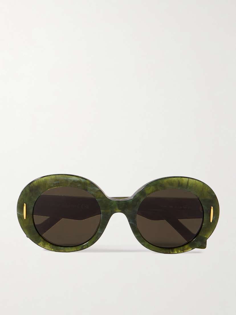 Loewe Round-frame Marbled Acetate Sunglasses