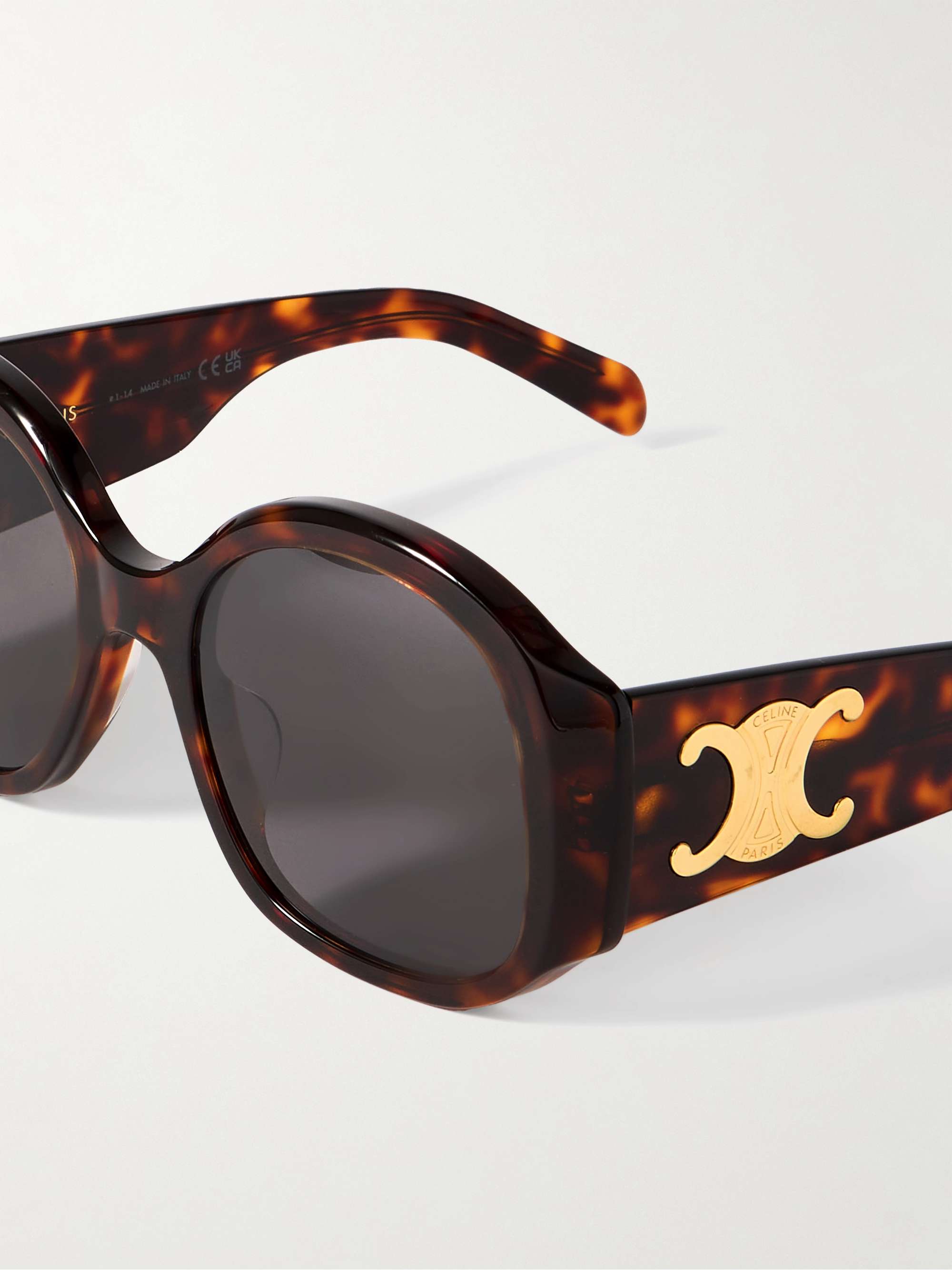 CELINE EYEWEAR Maxi Triomphe round-frame tortoiseshell CELINE EYEWEAR Maxi Triomphe round-frame tortoiseshell