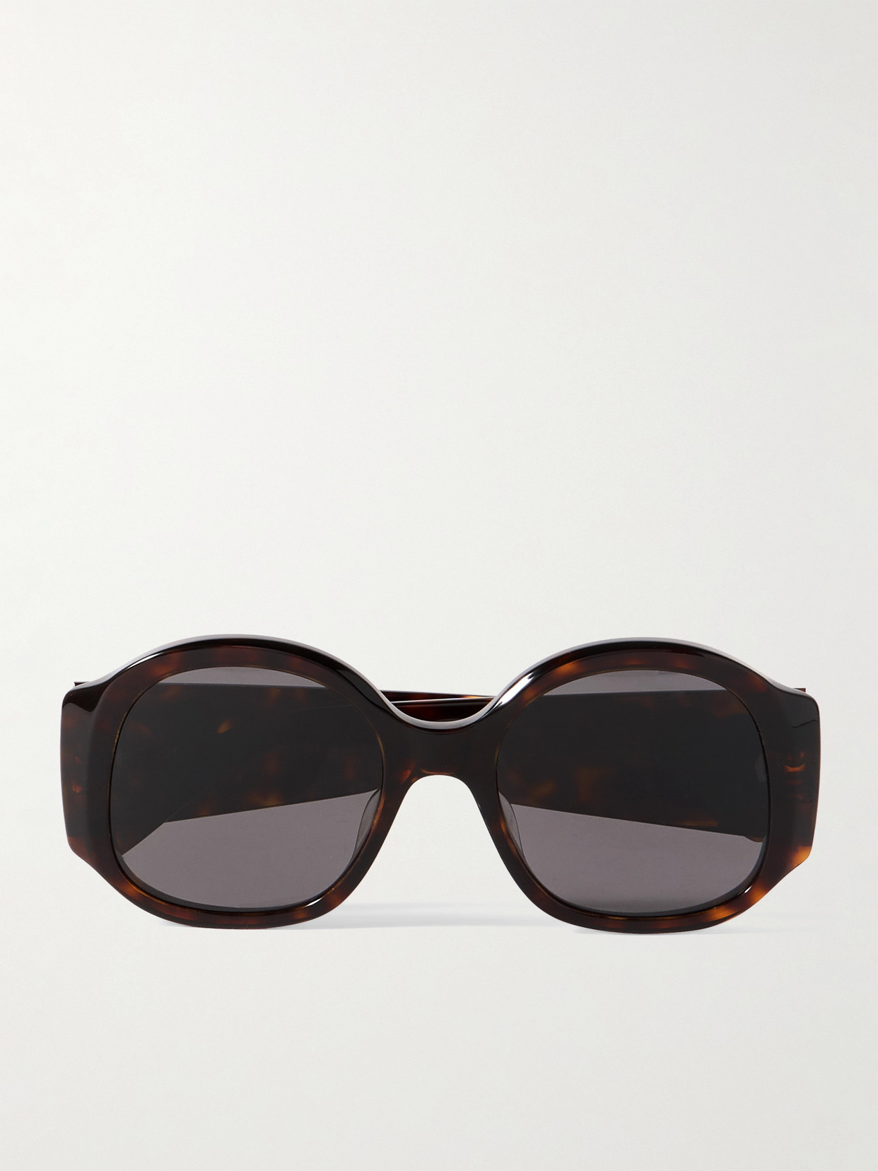 CELINE MAXI TRIOMPHE ROUND-FRAME TORTOISESHELL ACETATE SUNGLASSES