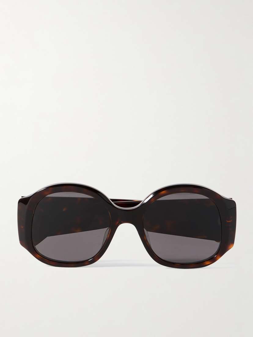 CELINE Eyewear Maxi Triomphe Round-frame Tortoiseshell Acetate Sunglasses