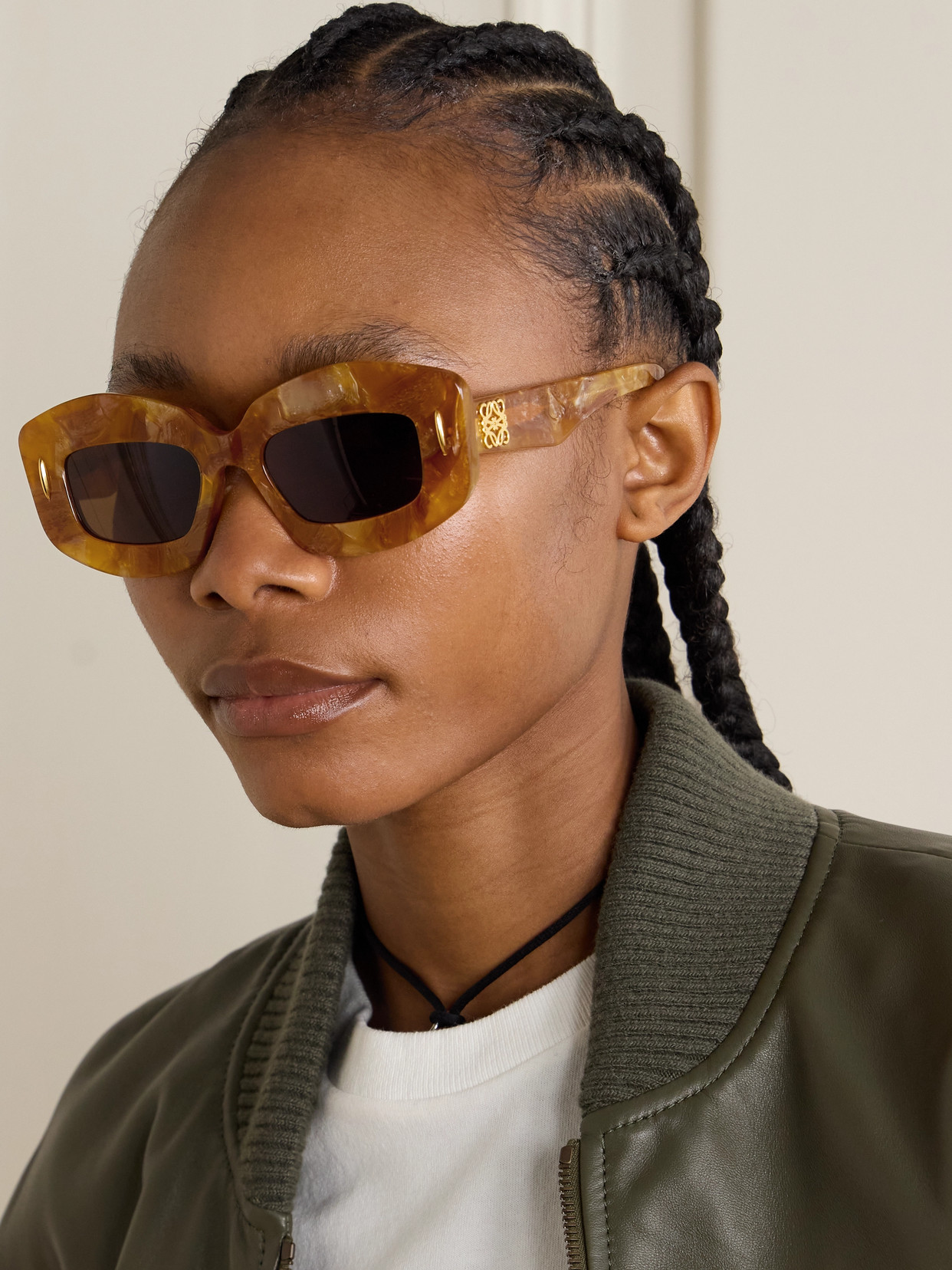 Loewe Screen Square-frame Marbled Acetate Sunglasses In Brown
