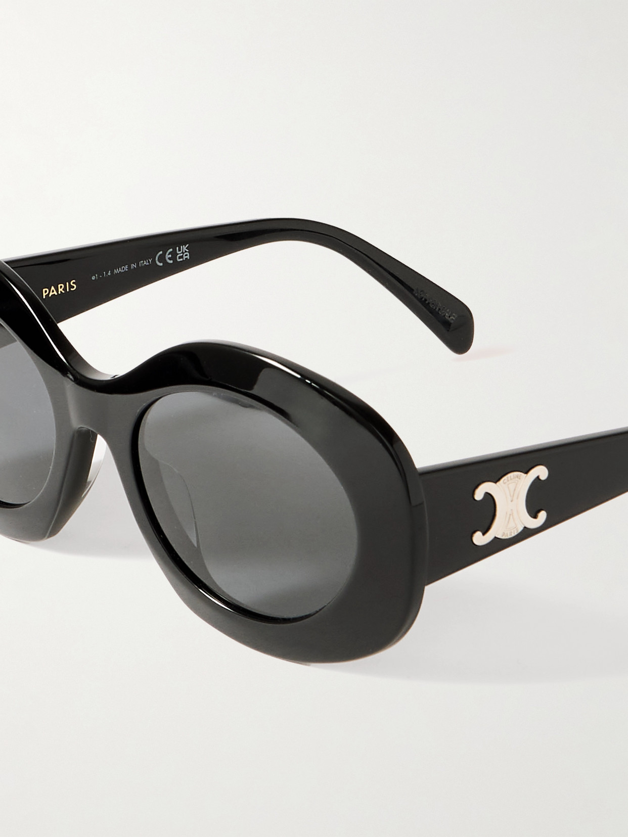 Celine Triomphe Oversized Round-frame Acetate Sunglasses In Black