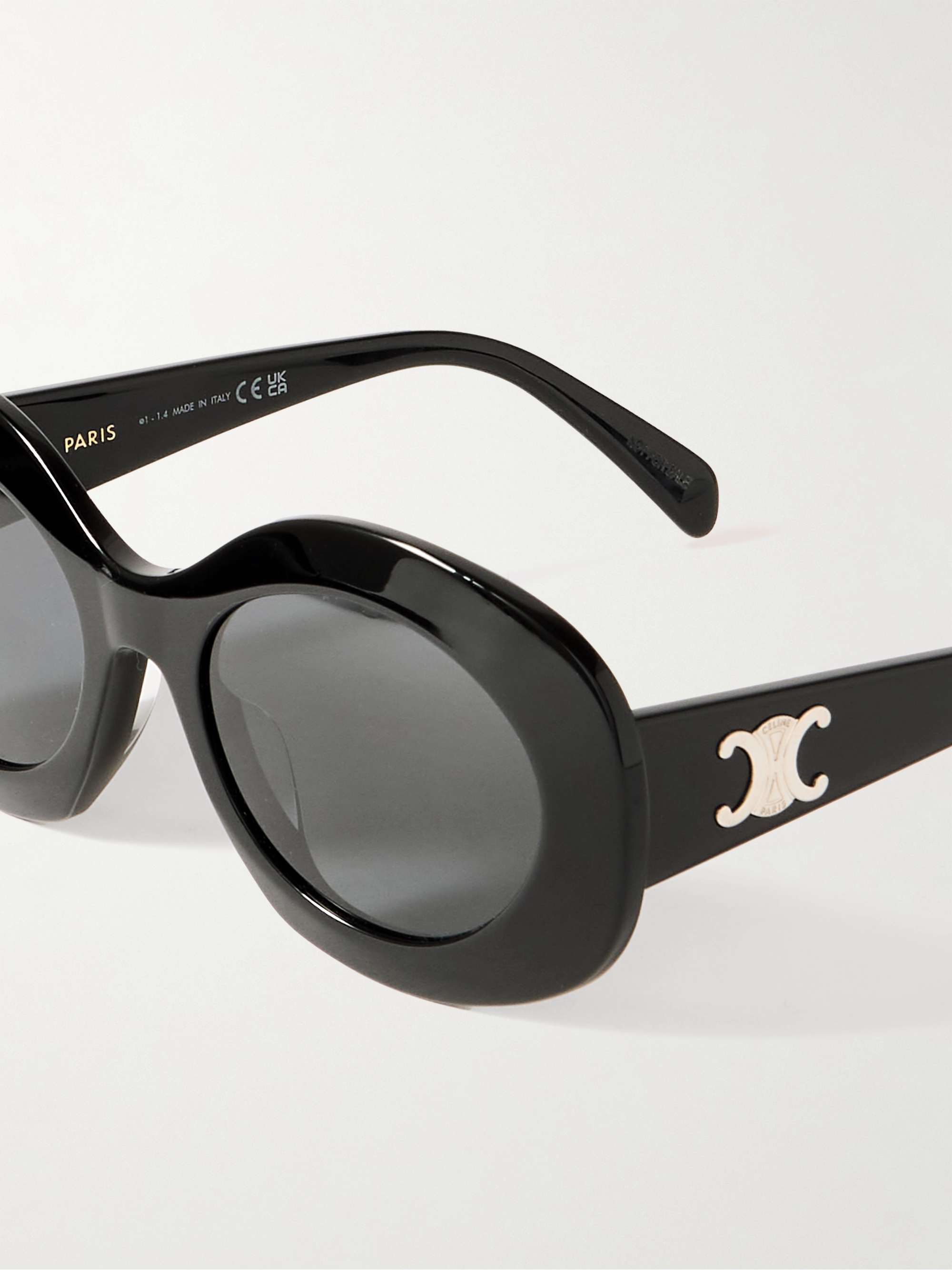 Celine Eyewear Triomphe Oversized round frame Acetate Sunglasses Women Black Sunglasses