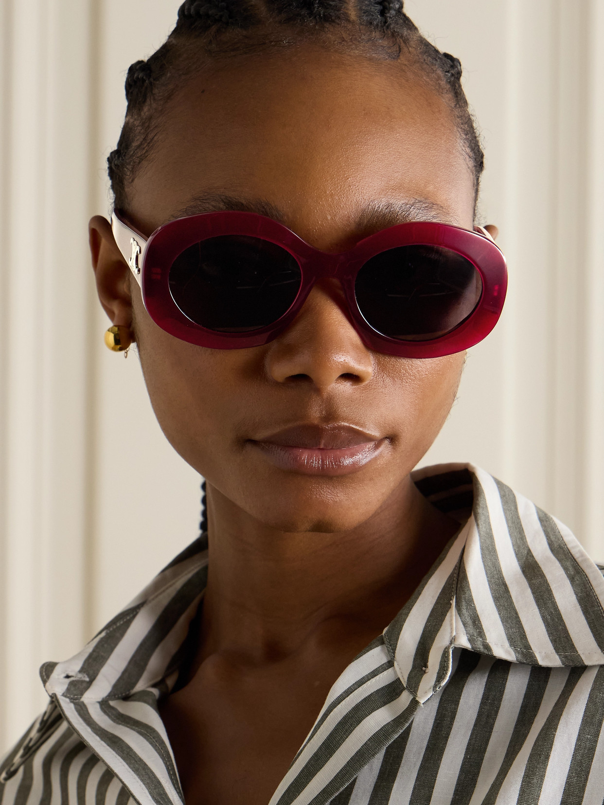 Celine Triomphe Oversized Round-frame Acetate Sunglasses In Red