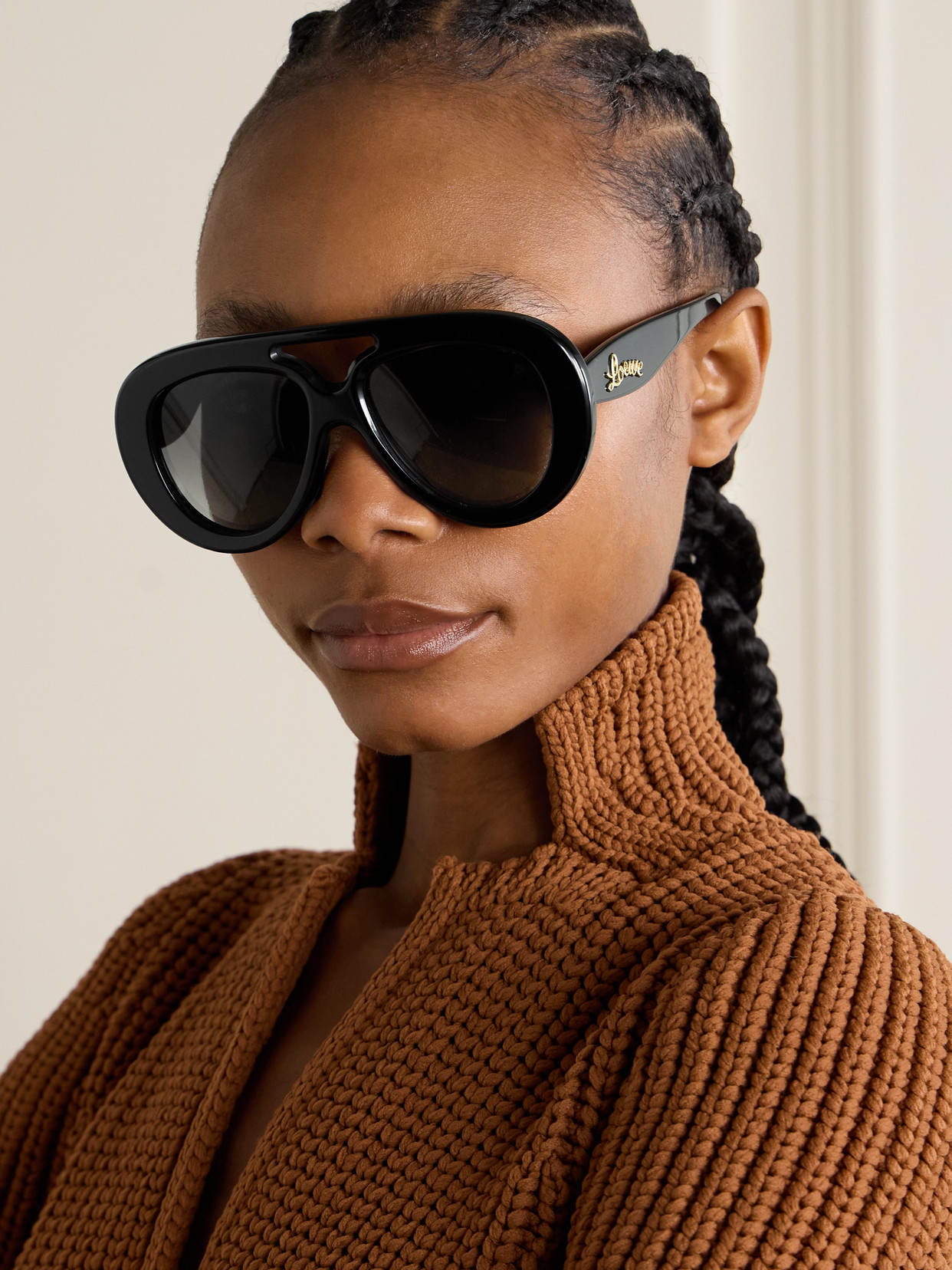 Loewe Aviator-style Acetate Sunglasses In Black