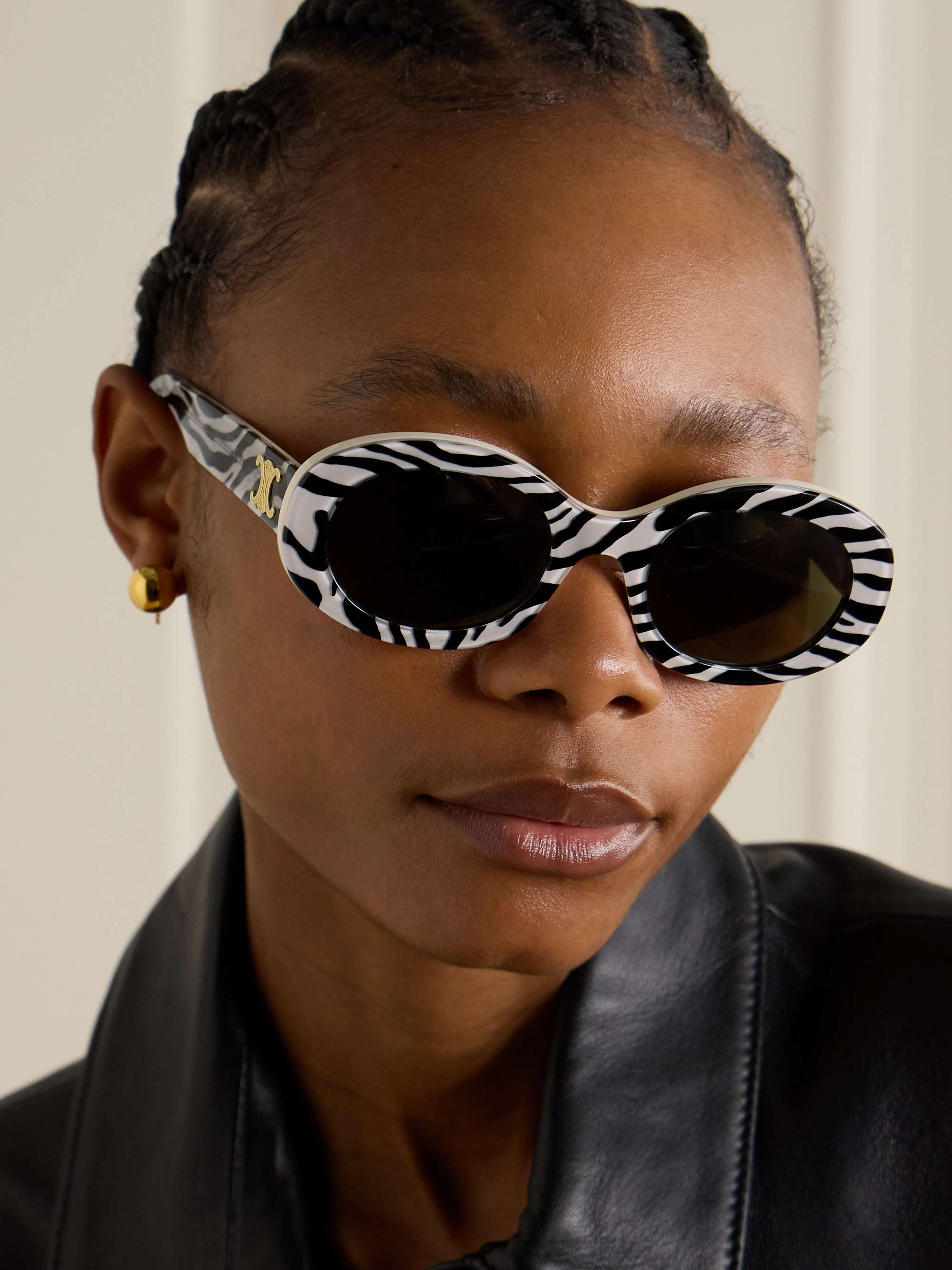 CELINE EYEWEAR Round frame striped acetate sunglasses NET A PORTER