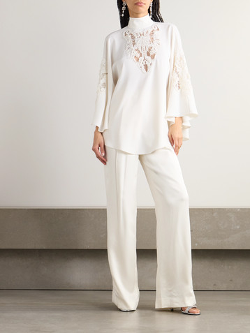 Zuhair Murad Embellished tulle-panelled cady blouse