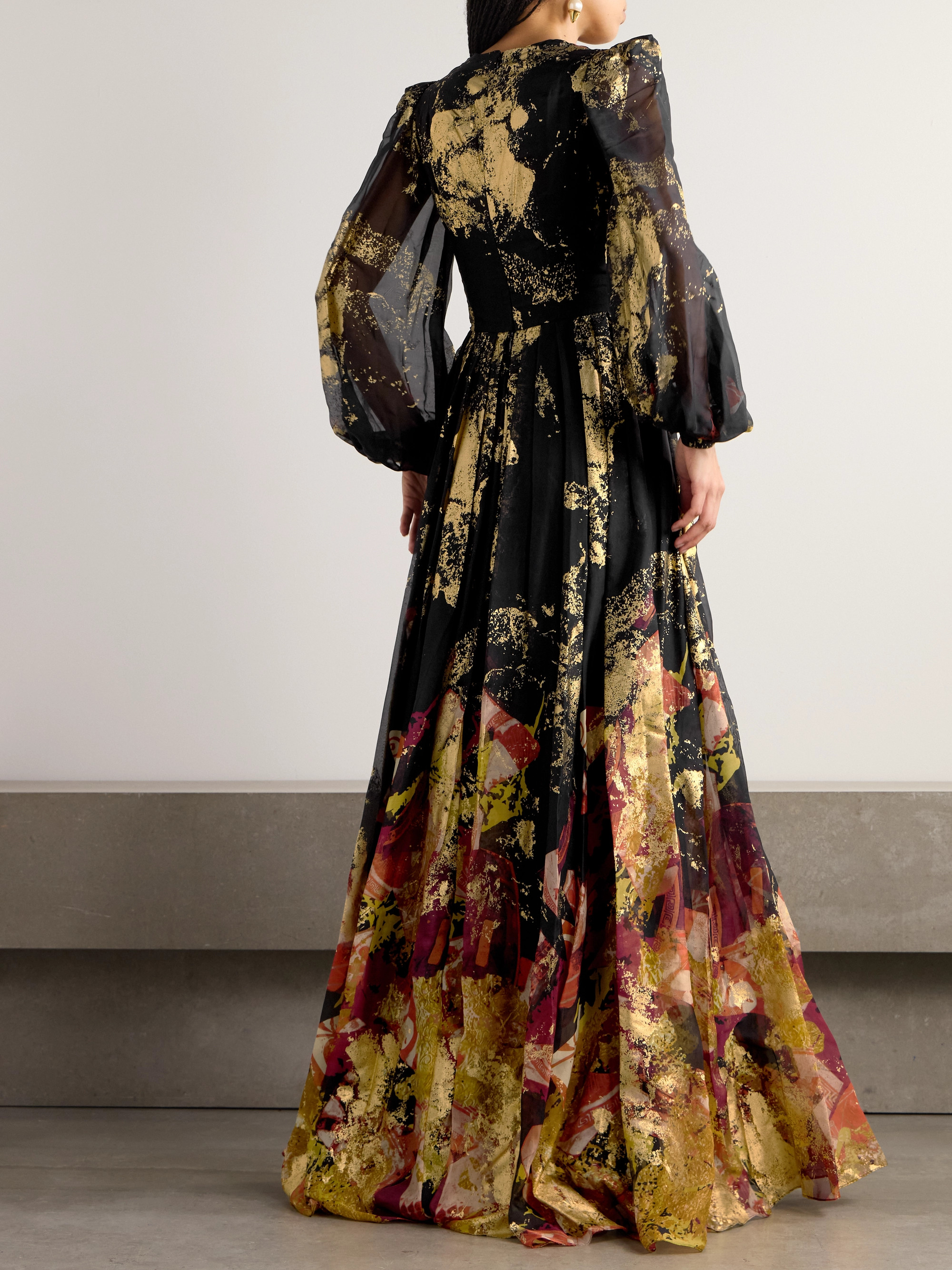 Zuhair Murad Antique Shard metallic printed silk-chiffon gown thumbnail
